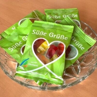 S&uuml;&szlig;e Gr&uuml;&szlig;e - Gummib&auml;rchen, Folie kompostierbar (0,30 Euro)